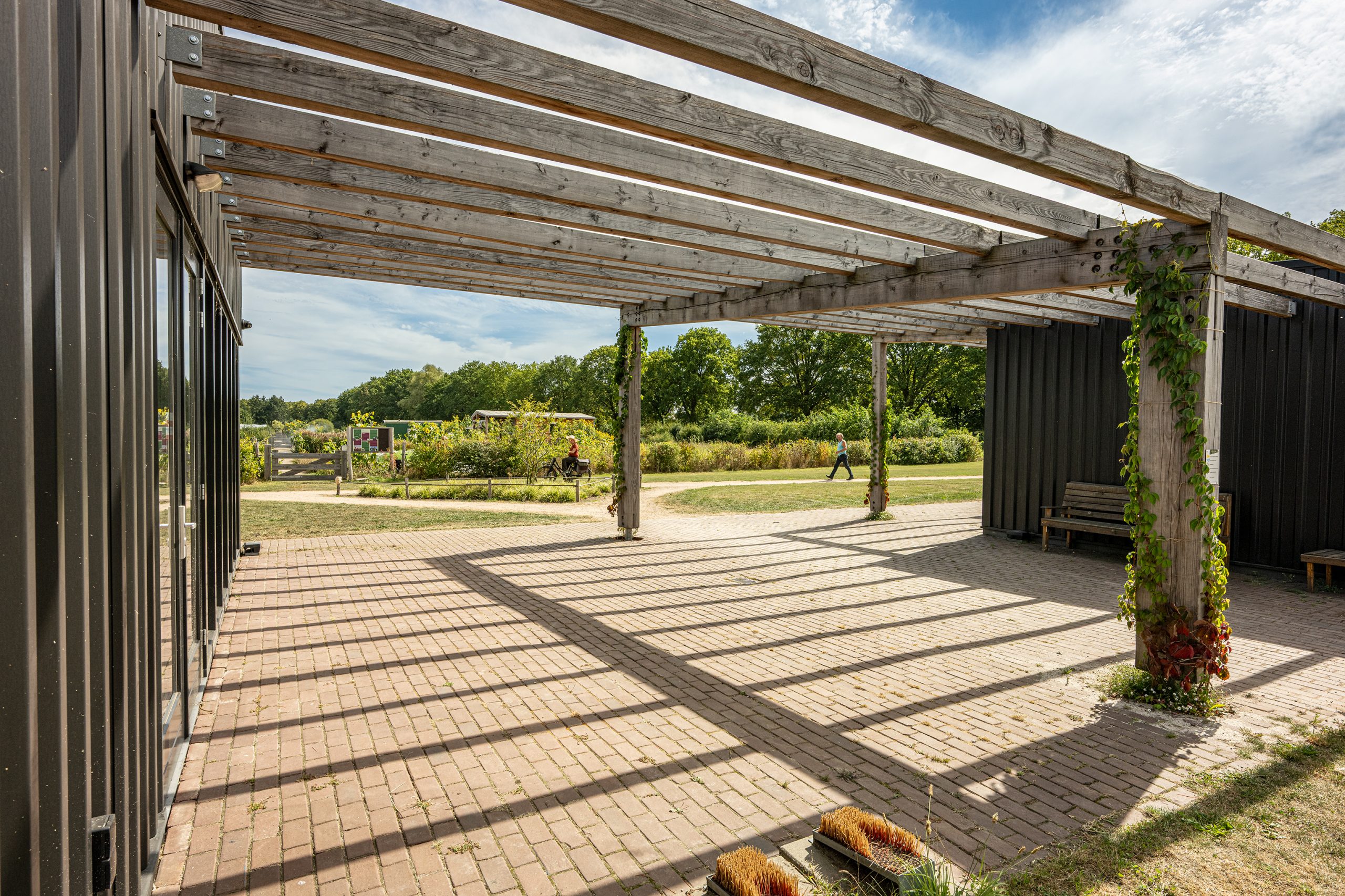 Houten pergola in Bladel vervaardigd door De Houtwinkel Bladel